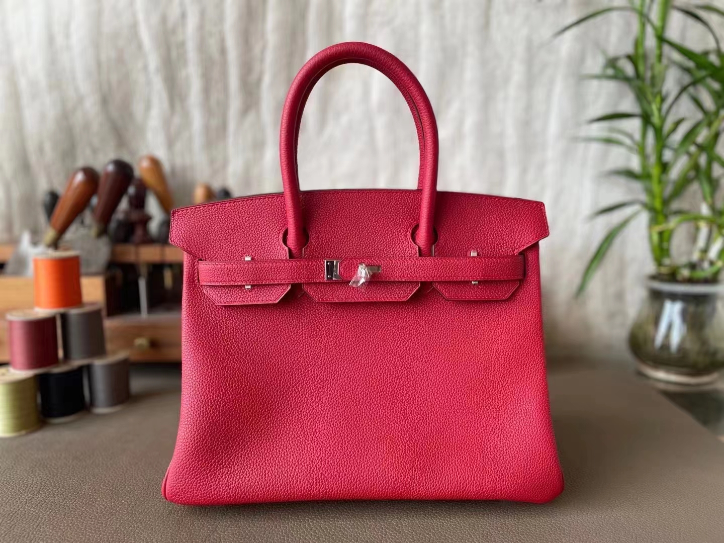 Hermès（爱马仕）Birkin 铂金包 国旗红 Togo 顶级小牛皮 银扣 30cm
