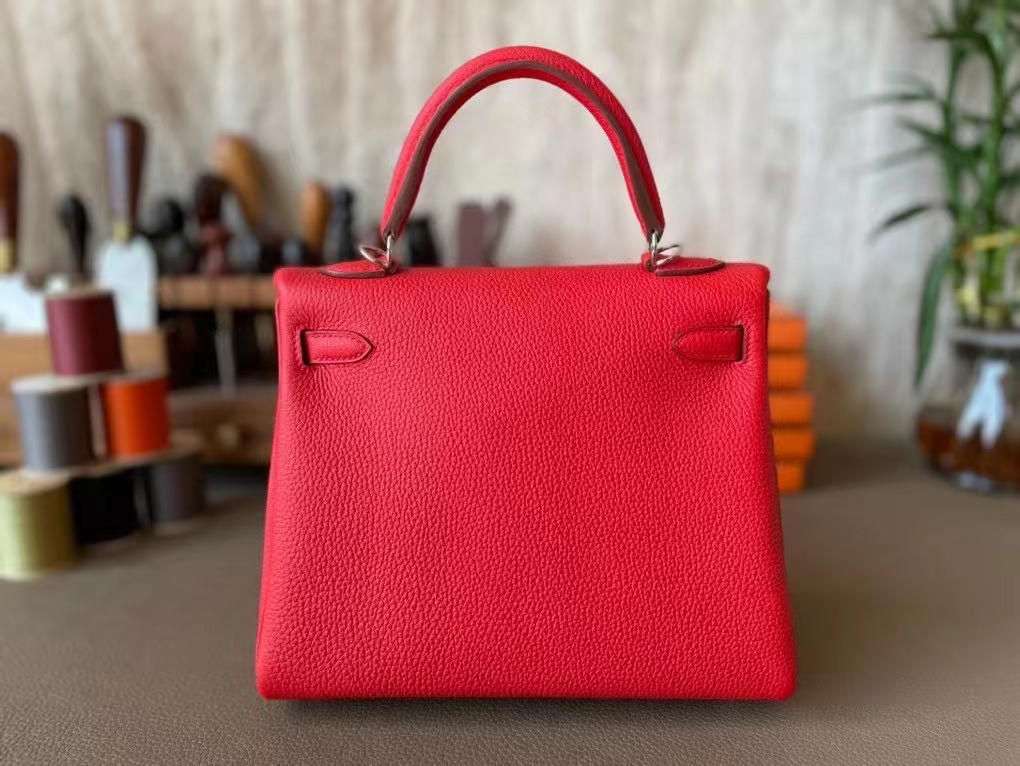 Hermès（爱马仕）Kelly 凯莉包 国旗红 Togo 顶级小牛皮 银扣 25cm