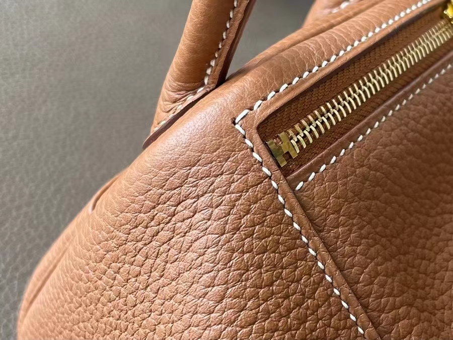 Hermès（爱马仕）Mini Lindy 迷你琳迪包 金棕色 TC 大牛皮 金扣 20cm