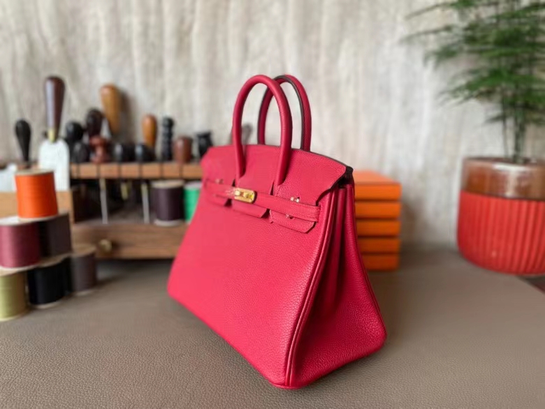 Hermès（爱马仕）Birkin 铂金包 TOGO 顶级小牛皮 国旗红 金扣 25cm