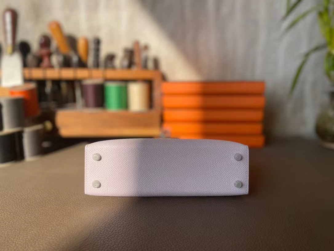 Hermès（爱马仕）Mini kelly 迷你凯莉 Epsom 掌纹皮 梦幻粉 银扣 二代 19cm