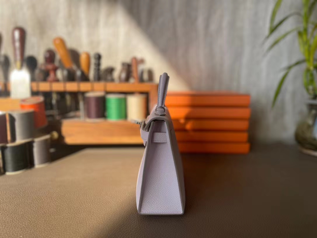 Hermès（爱马仕）Mini kelly 迷你凯莉 Epsom 掌纹皮 梦幻粉 银扣 二代 19cm