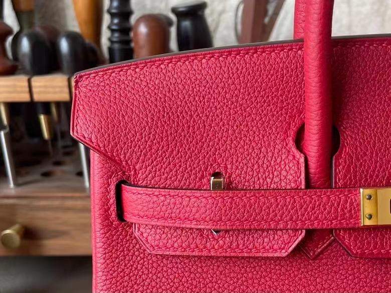 Hermès（爱马仕）Birkin 铂金包 TOGO 顶级小牛皮 国旗红 金扣 25cm