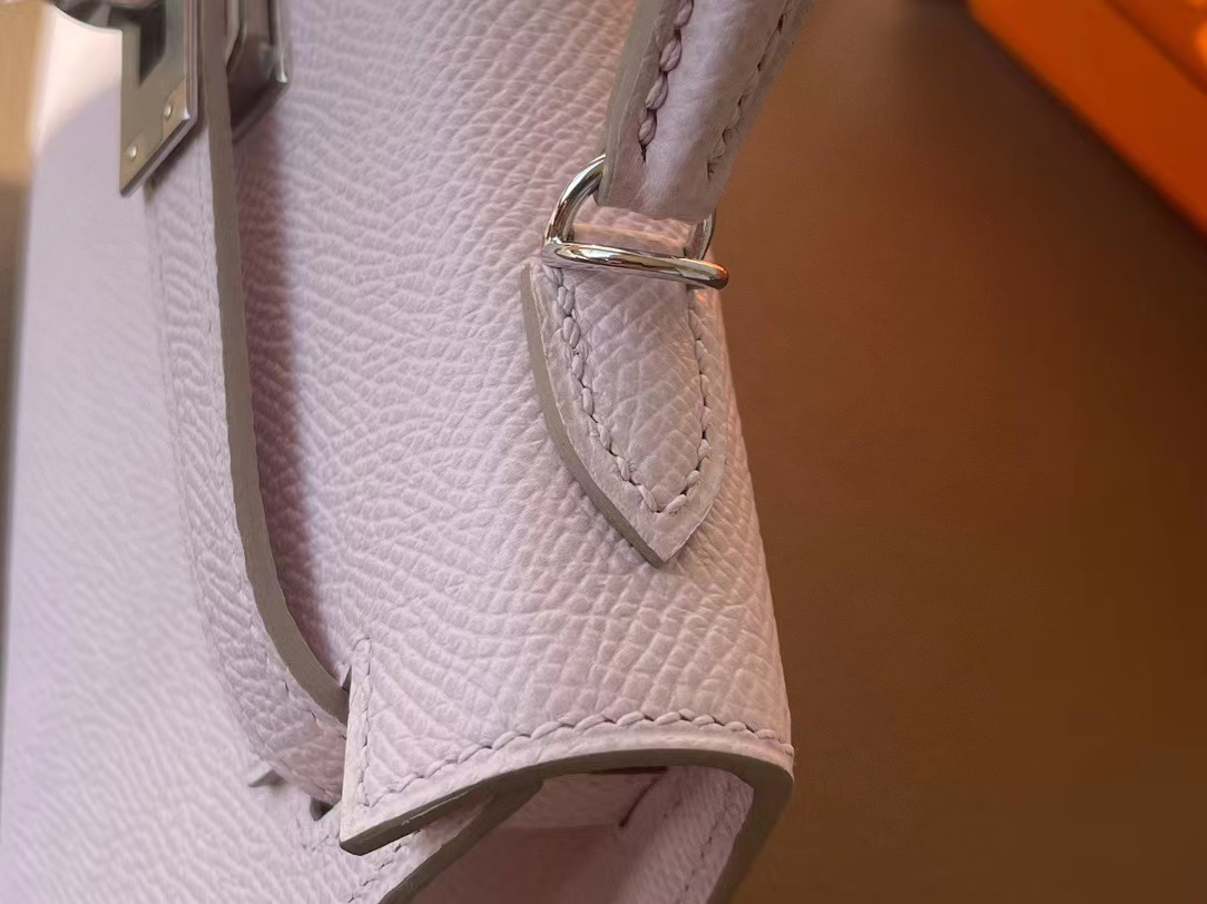 Hermès（爱马仕）Mini kelly 迷你凯莉 Epsom 掌纹皮 梦幻粉 银扣 二代 19cm