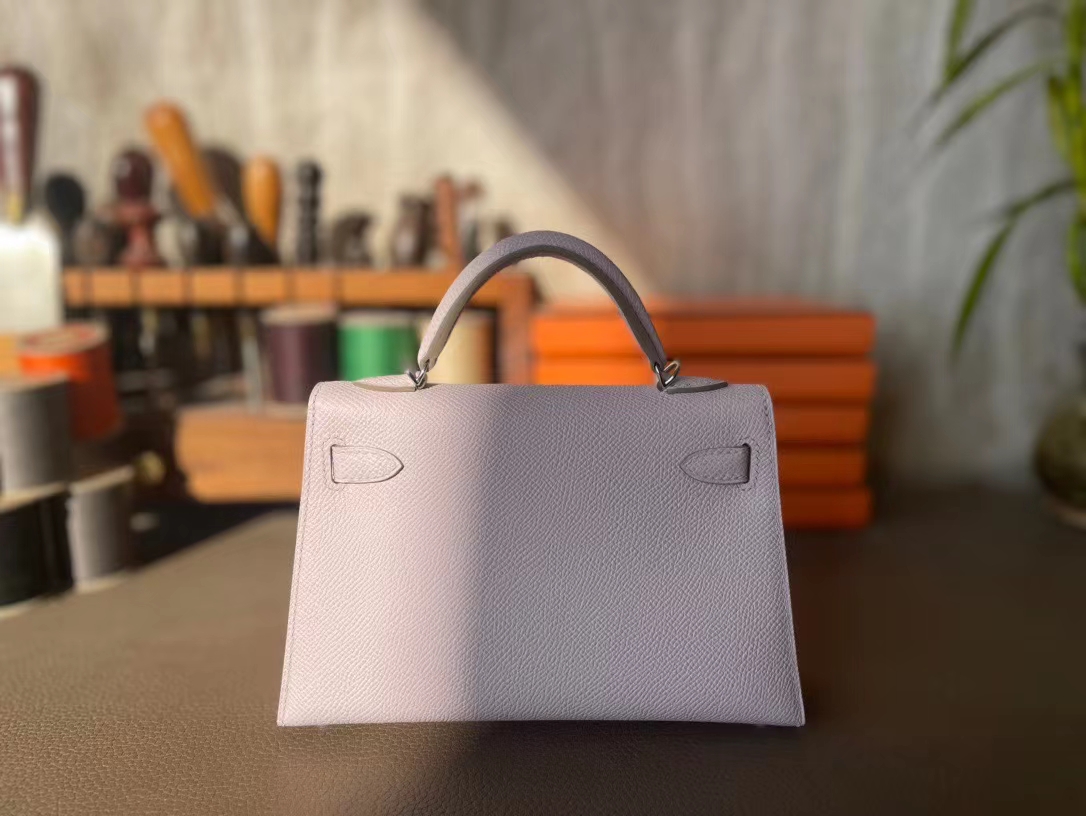 Hermès（爱马仕）Mini kelly 迷你凯莉 Epsom 掌纹皮 梦幻粉 银扣 二代 19cm