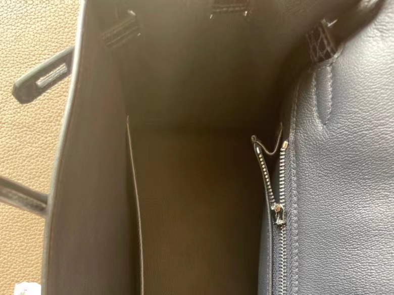Hermès（爱马仕）Birkin 铂金包 Touch 午夜蓝 EC皮 拼 亮面美洲鳄鱼皮 银扣 25cm
