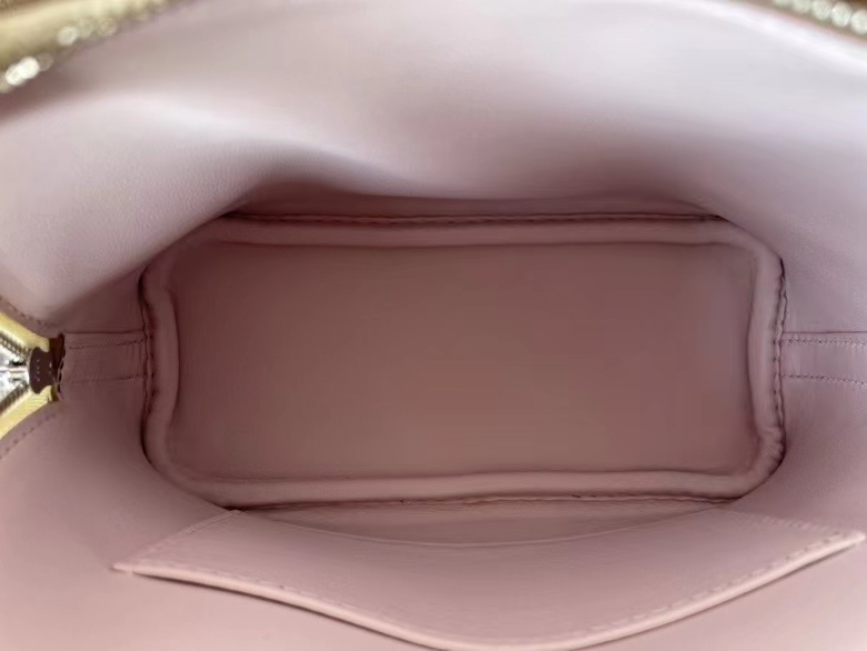 Hermès（爱马仕）Mini Bolide 保龄球包 evercolor皮 09 梦幻粉 拼 蘑菇白 拼 马鞍红 银扣 19cm