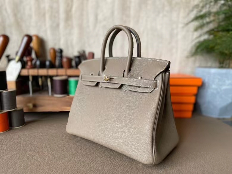 Hermès（爱马仕）Birkin 铂金包 Togo 顶级小牛皮 大象灰 金扣 25cm