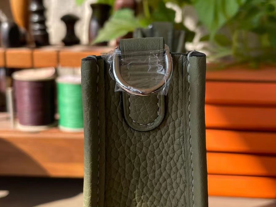 Hermès（爱马仕）Mini Evelyne 迷你伊芙琳 TC大牛皮 杏仁绿 银扣 17cm