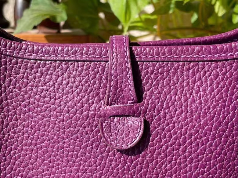 Hermès（爱马仕）Mini Evelyne 迷你伊芙琳 TC大牛皮 海葵紫 银扣 17cm