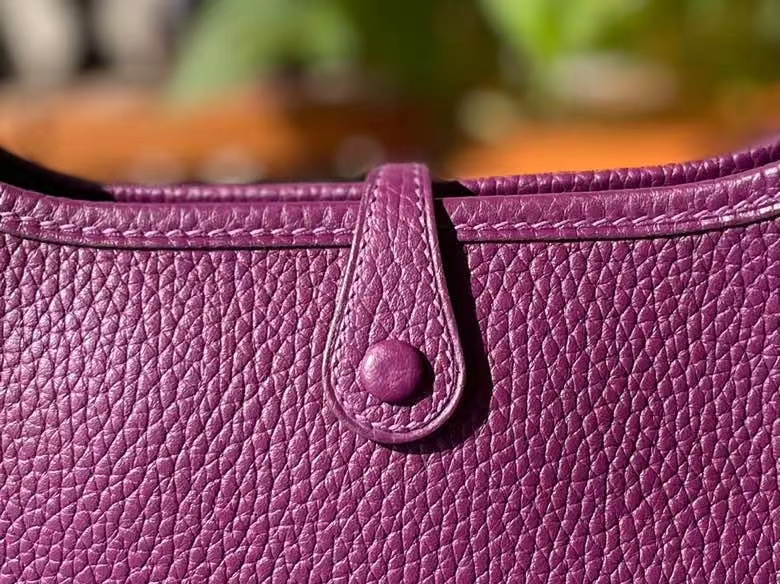 Hermès（爱马仕）Mini Evelyne 迷你伊芙琳 TC大牛皮 海葵紫 银扣 17cm