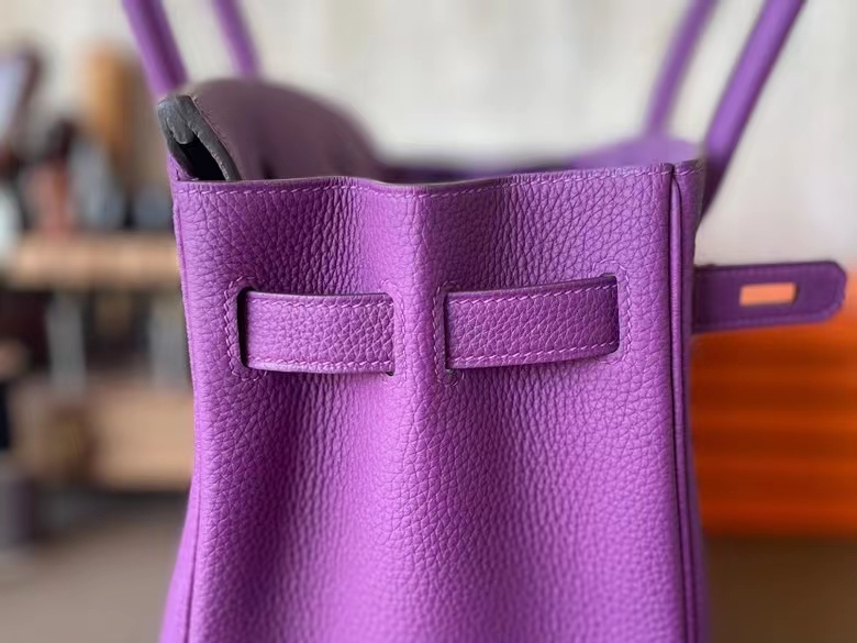 Hermès（爱马仕）Birkin 铂金包 Togo 顶级小牛皮 海葵紫 金扣 30cm 全手工蜡线缝制