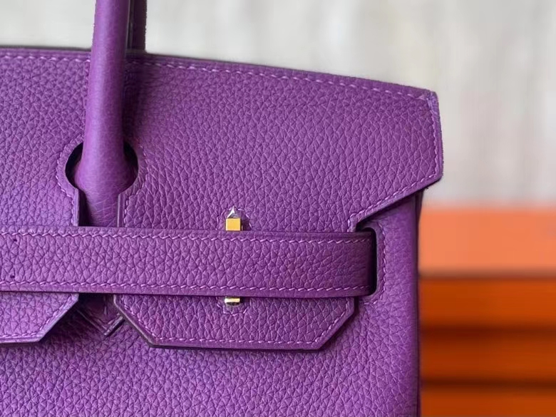 Hermès（爱马仕）Birkin 铂金包 Togo 顶级小牛皮 海葵紫 金扣 30cm 全手工蜡线缝制