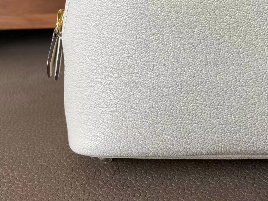Hermès（爱马仕）Mini Bolide 保龄球包 山羊皮 奶油白 金扣 19cm