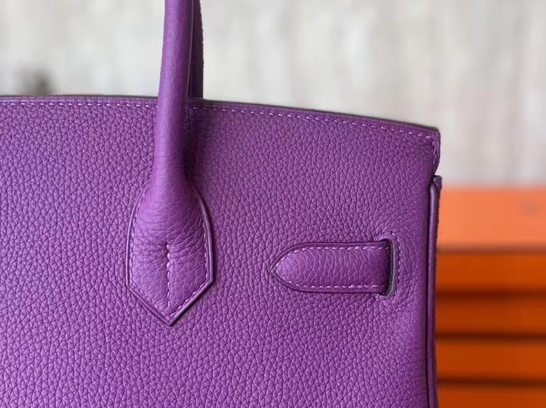 Hermès（爱马仕）Birkin 铂金包 Togo 顶级小牛皮 海葵紫 金扣 30cm 全手工蜡线缝制