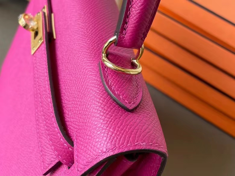 Hermès（爱马仕）Kelly 凯莉包 Epsom 掌纹皮 玫瑰紫 金扣 25cm