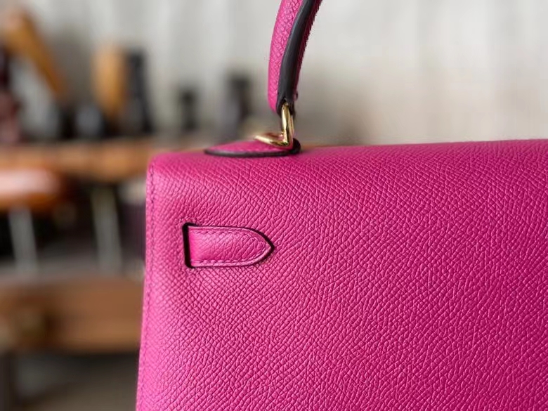 Hermès（爱马仕）Kelly 凯莉包 Epsom 掌纹皮 玫瑰紫 金扣 25cm