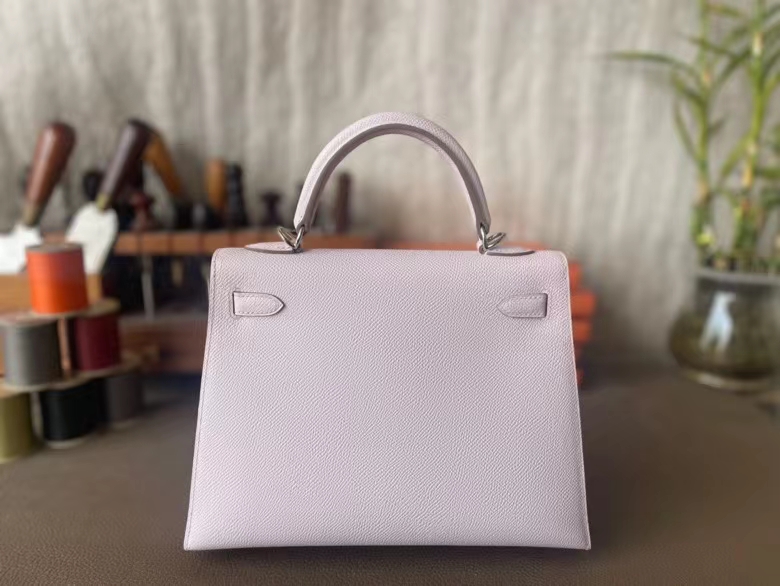 Hermès（爱马仕）Kelly 凯莉包 梦幻粉 Epsom 掌纹皮 银扣 25cm