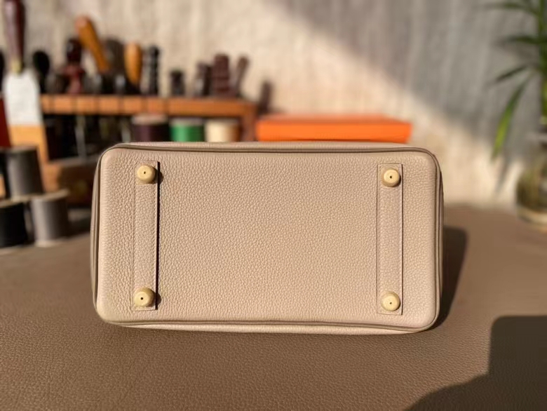 Hermès（爱马仕）Birkin 铂金包 Togo 顶级小牛皮 斑鸠灰 拼 大象灰 金扣 25cm