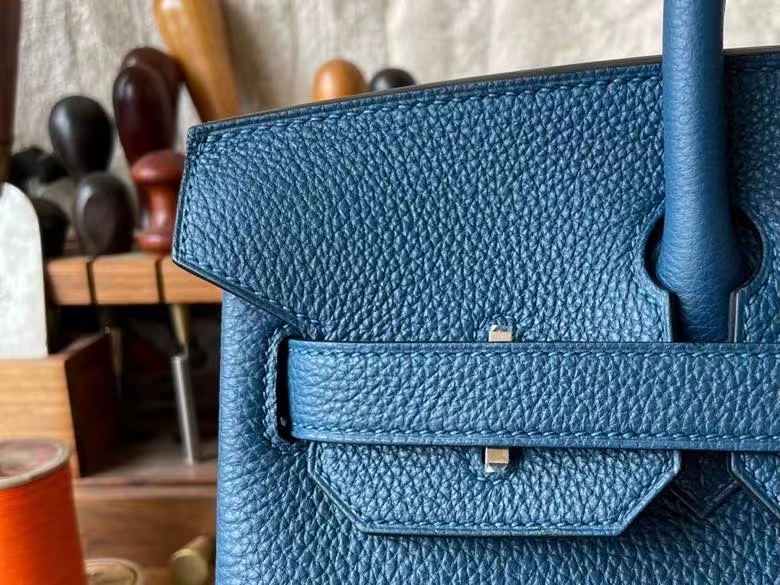Hermès（爱马仕）Birkin 铂金包 Togo 顶级小牛皮 普鲁士蓝 银扣 30cm