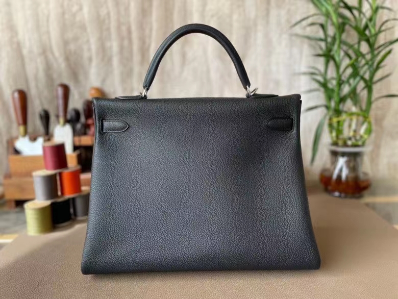 Hermès（爱马仕）Kelly 凯莉包 Togo 顶级小牛皮 CK89 黑色 银扣 35cm