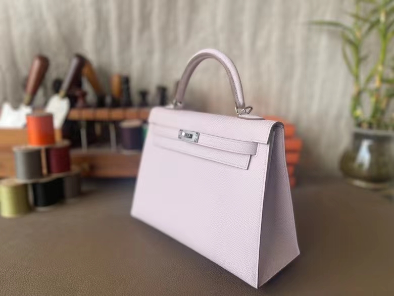 Hermès（爱马仕）Kelly 凯莉包 梦幻粉 Epsom 掌纹皮 银扣 25cm