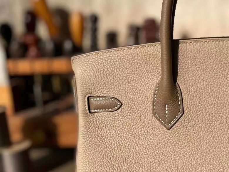 Hermès（爱马仕）Birkin 铂金包 Togo 顶级小牛皮 斑鸠灰 拼 大象灰 金扣 25cm