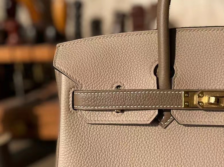 Hermès（爱马仕）Birkin 铂金包 Togo 顶级小牛皮 斑鸠灰 拼 大象灰 金扣 25cm