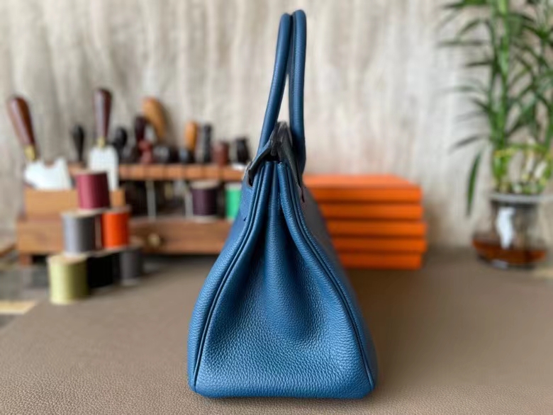 Hermès（爱马仕）Birkin 铂金包 Togo 顶级小牛皮 普鲁士蓝 银扣 30cm