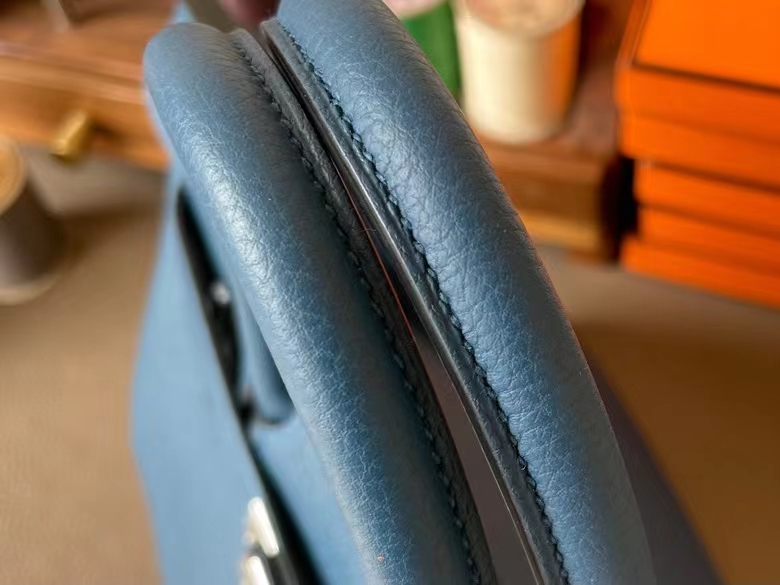 Hermès（爱马仕）Birkin 铂金包 Togo 顶级小牛皮 普鲁士蓝 银扣 30cm