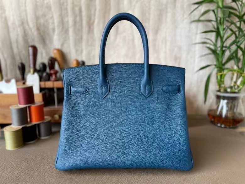 Hermès（爱马仕）Birkin 铂金包 Togo 顶级小牛皮 普鲁士蓝 银扣 30cm