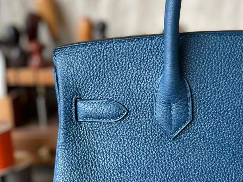 Hermès（爱马仕）Birkin 铂金包 Togo 顶级小牛皮 普鲁士蓝 银扣 30cm