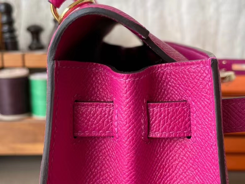 Hermès（爱马仕）Kelly 凯莉包 Epsom 掌纹皮 玫瑰紫 金扣 25cm