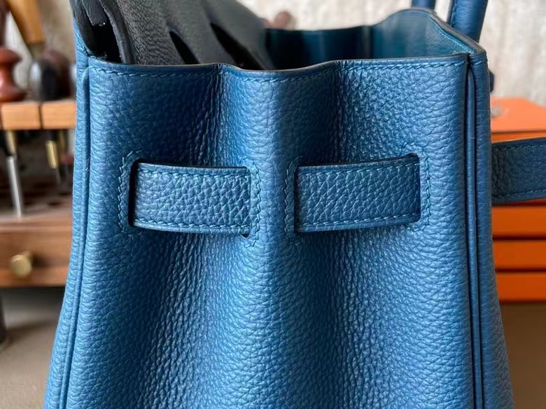 Hermès（爱马仕）Birkin 铂金包 Togo 顶级小牛皮 普鲁士蓝 银扣 30cm